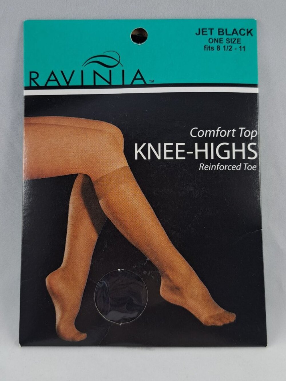 Ravinia Comfort Top Knee Highs Jet Black One Size 8.5-11 Womens Hosiery